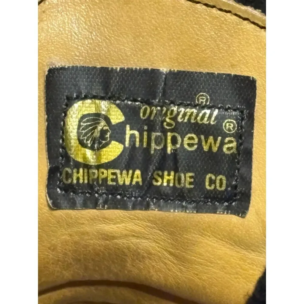 Chippewa USA VTG Steel Toe Black Leather Trooper Tactical Moto Boots Men Size 9C